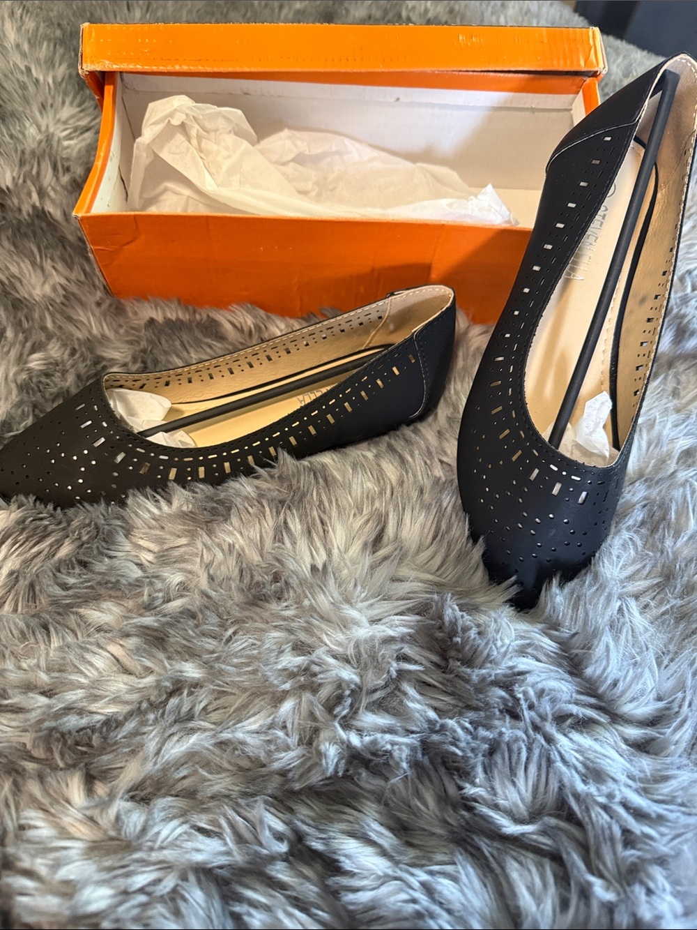 Steven Ella Women’s Black Laser-Cut Ballet Flats